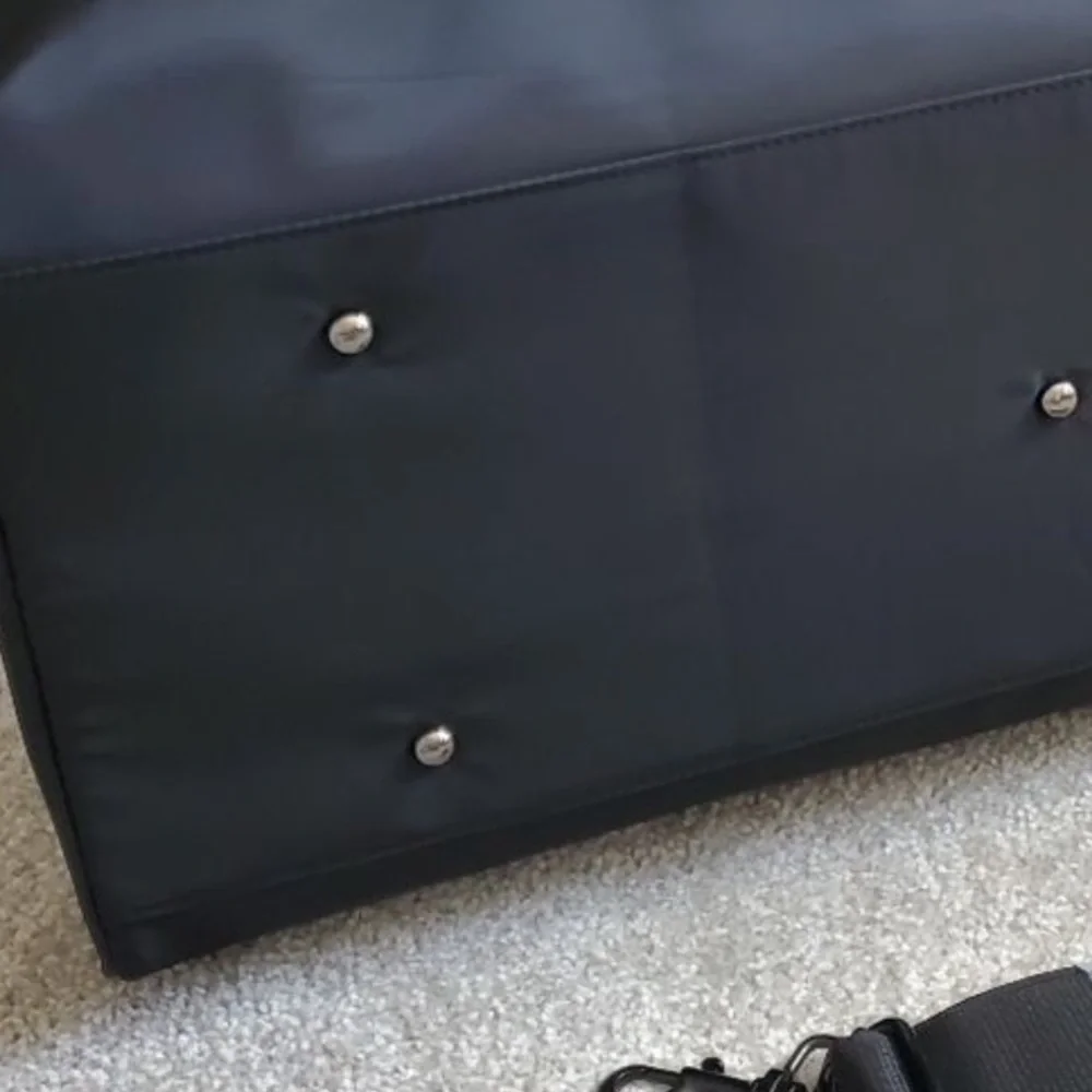 Moschino Black Duffel Bag with Silver Logo Patch